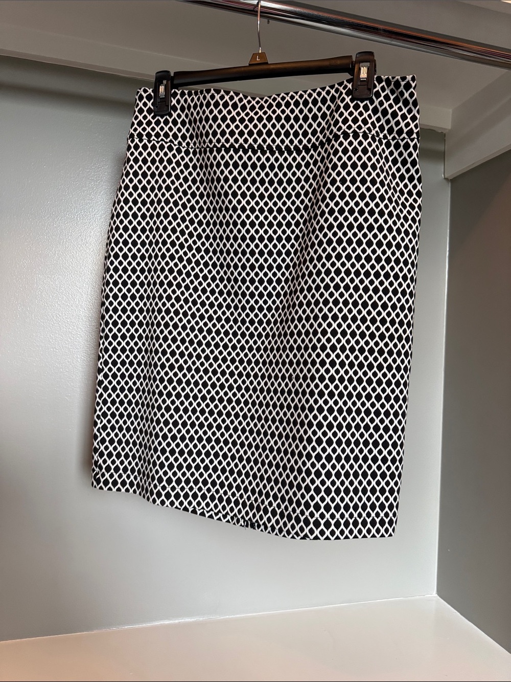 Soho Black and White Geometric Midi Skirt